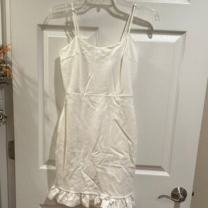 Lulu's Ivory Ruffle Hem Slip Dress